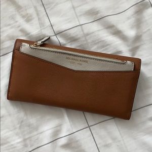 Michael Kors Saffiano Leather Trifold Wallet Brown